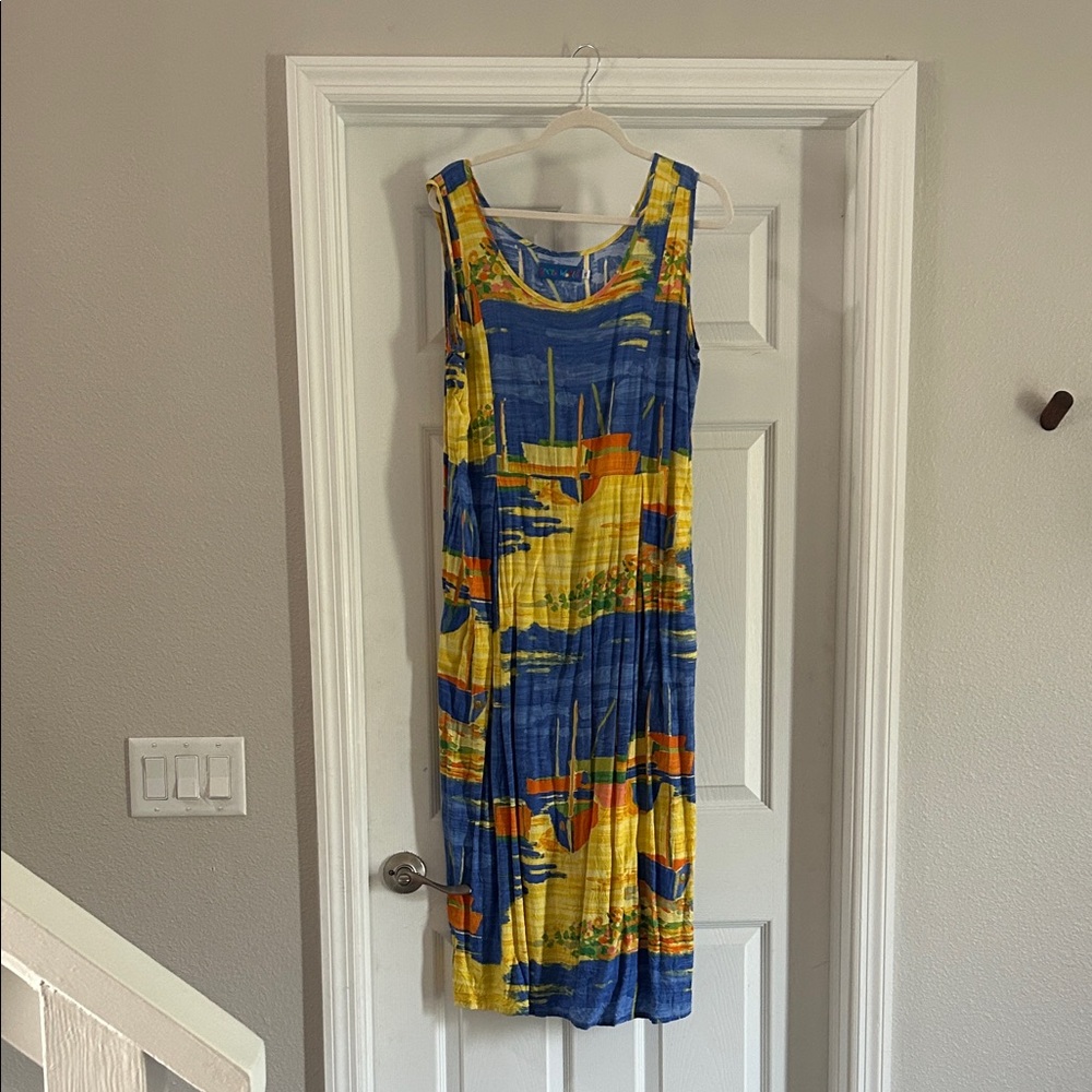 Jams World Blue and Yellow Midi Dress